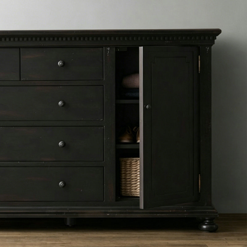 Commode rétro de style européen vieillie, Noir