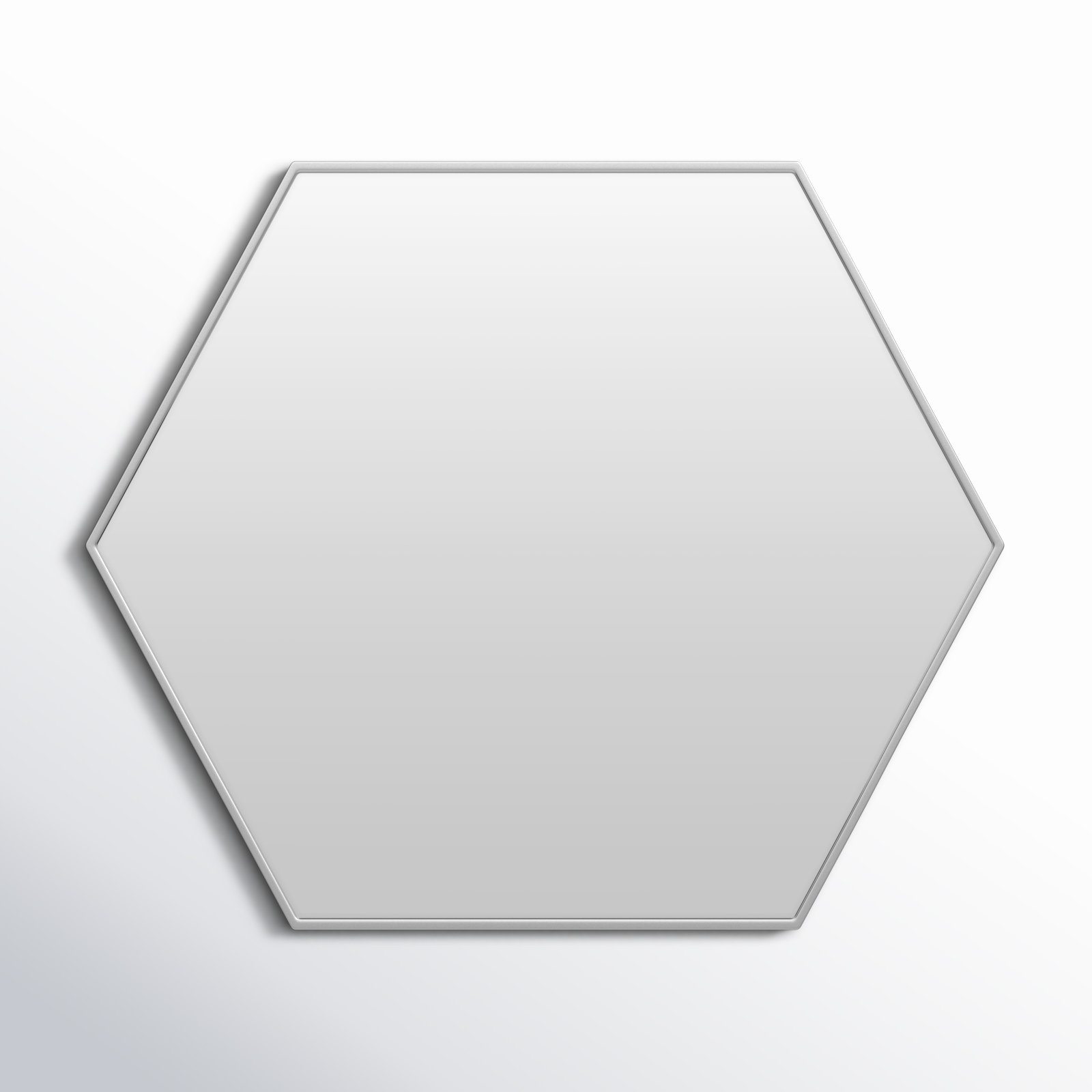 Sabine Metal Hexagon Wall Mirror, Silver, 40" H x 30" W