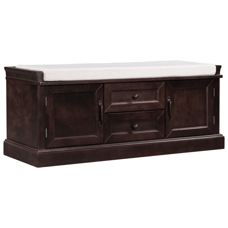 Banc de rangement avec 2 tiroirs et 2 armoires, Espresso