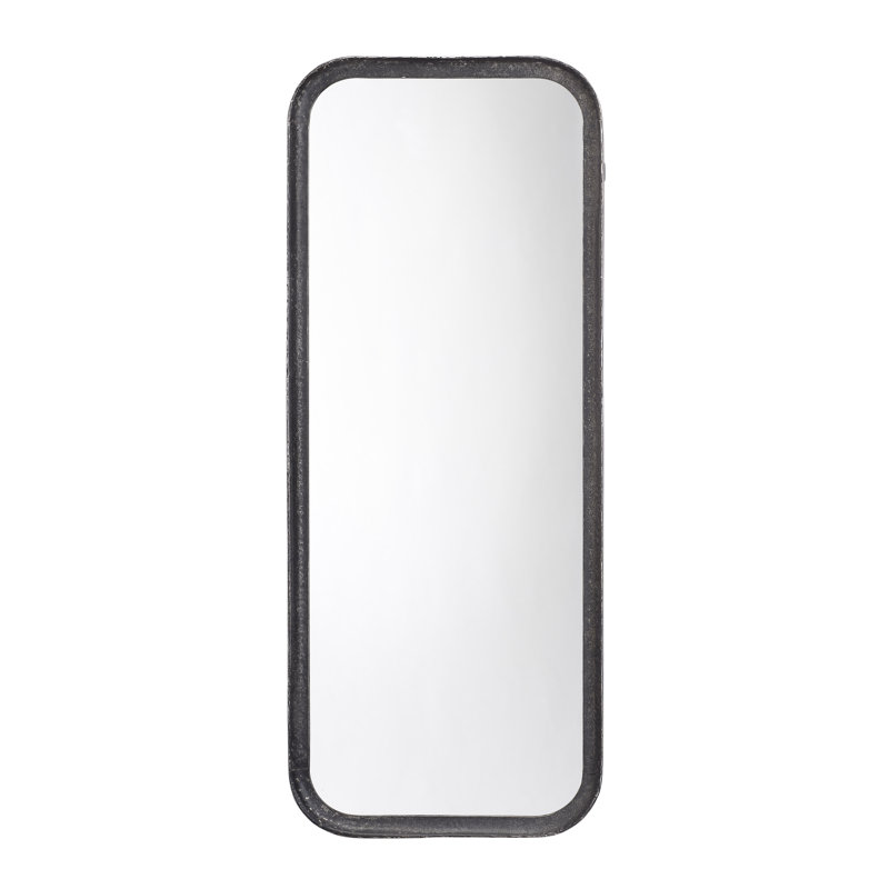 Contemporary Hand-Forged Metal Wall Mirror with Rounded Corners