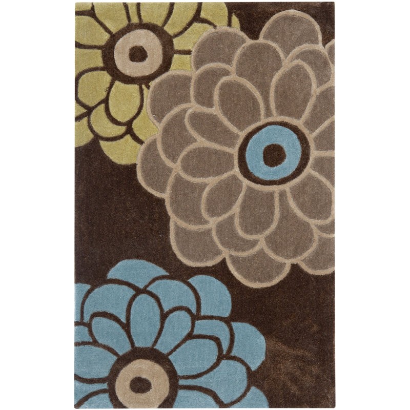 Modern Art Hand Tufted Performance Floral Rug, Rectangle 9' x 12'