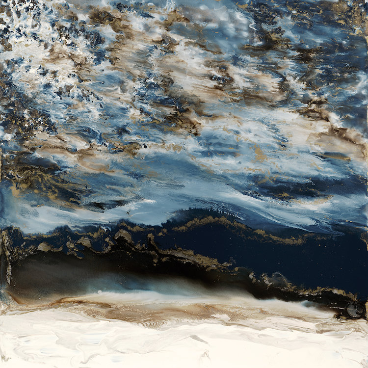 « minuit wave », impression sur toile, H 24 po x l 24 po x P 1 po, Papier d'art encadré noir