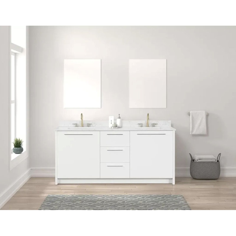 Ensemble de meuble-lavabo simple 60 po en bois massif avec rangement Nona de Nona, miroir non inclus, 60"