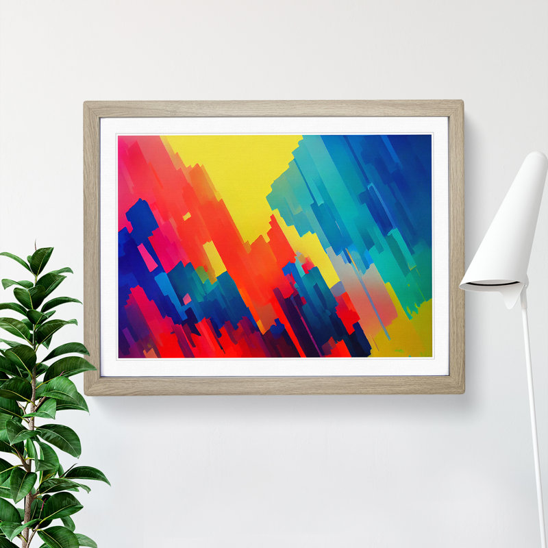 Ultimate Abstract Art 1 Piece Single Picture Frame Painting, 46cm H x 64cm W x 2cm D, Oak