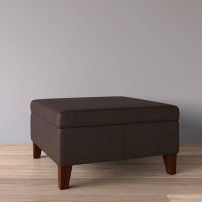 Gallup 28" Wide Leather Square Storage Ottoman Bench