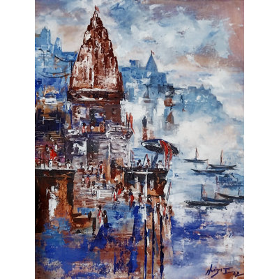 Floating Ghat Of Banaras | Acrylic On Canvas | By Abhi Biswas