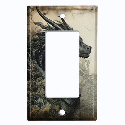 Couvercle de plaque d'interrupteur en métal; Fauteuil à bascule GFI - Dragon gothique US Standard