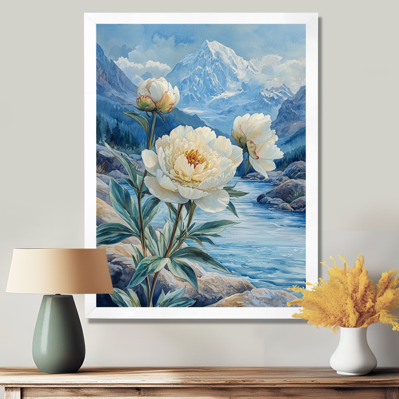Geovanny - salon d'art mural floral, H 32 po x l 24 po, Reproduction encadrée d'une seule photo, Blanc