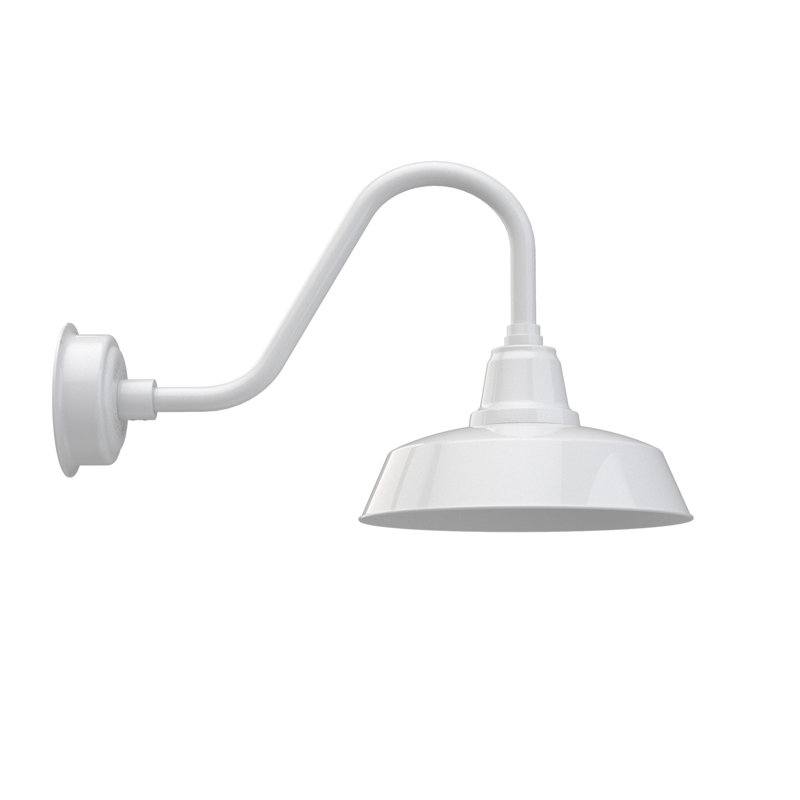 Luminaire de grange d’extérieur à del Vandervliet, H 14,88 po x l 14 po x P 26 po, Blanc