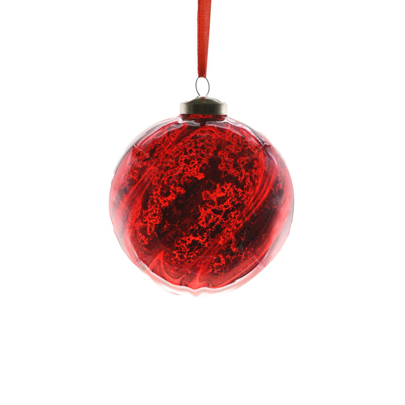 Ornement boule rouge suspendue (paquet de 2)