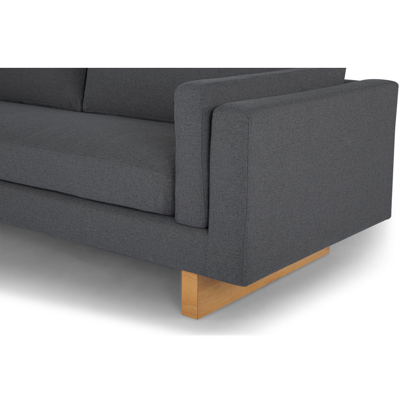 Jasso 98" Upholstered Sofa, Charcoal Textured Performance Basketweave