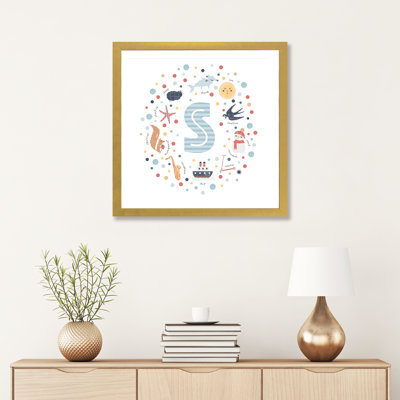 " Illustrated Letter S Blue "