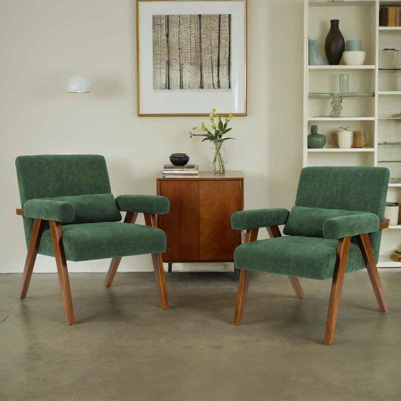Fauteuil d'appoint Classic, Vert laine d'agneau, Brun