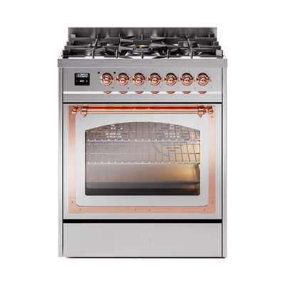 ILVE Nostalgie II Series Noblesse 30 in Dual Fuel Range with 5 Sealed Burners