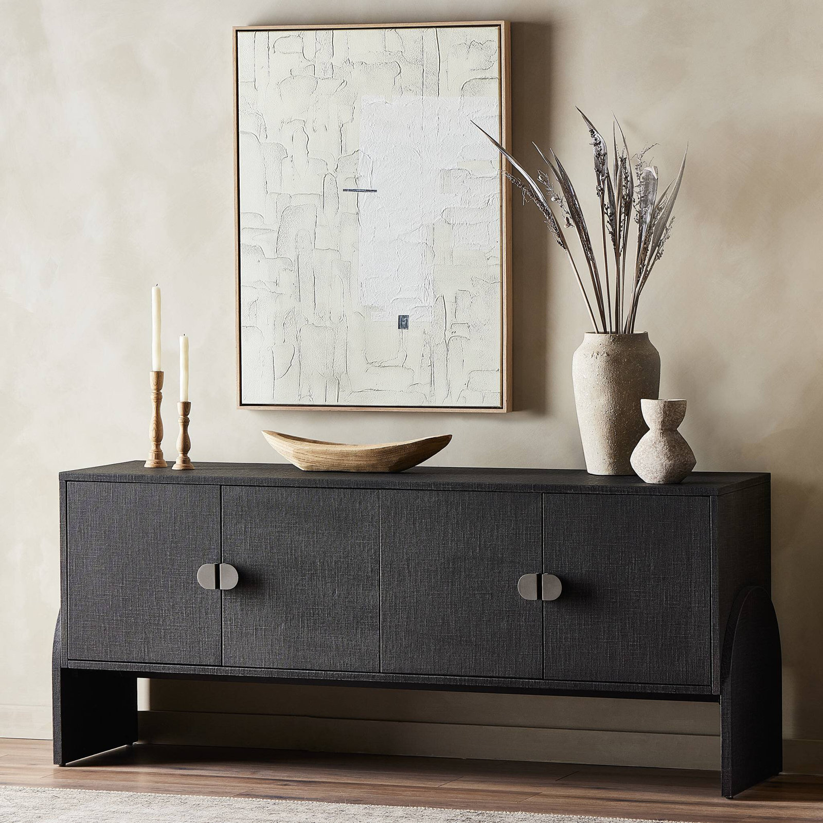 72'' Sideboard, Black Linen