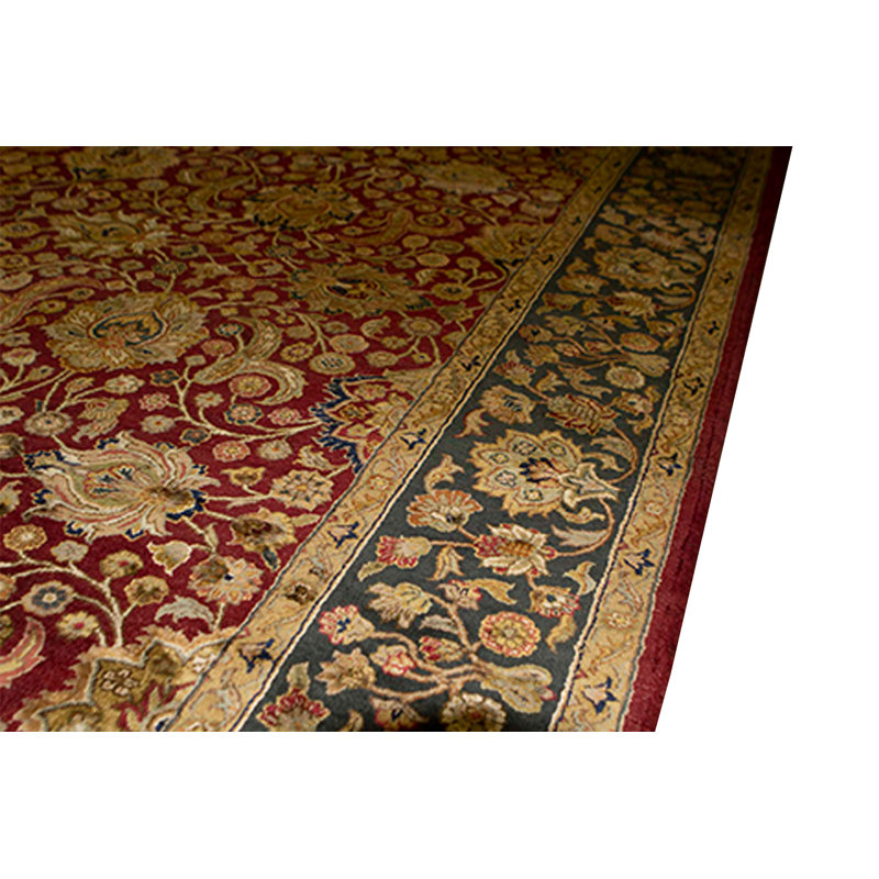 Hand-Knotted High-Quality Red and Green Area Rug