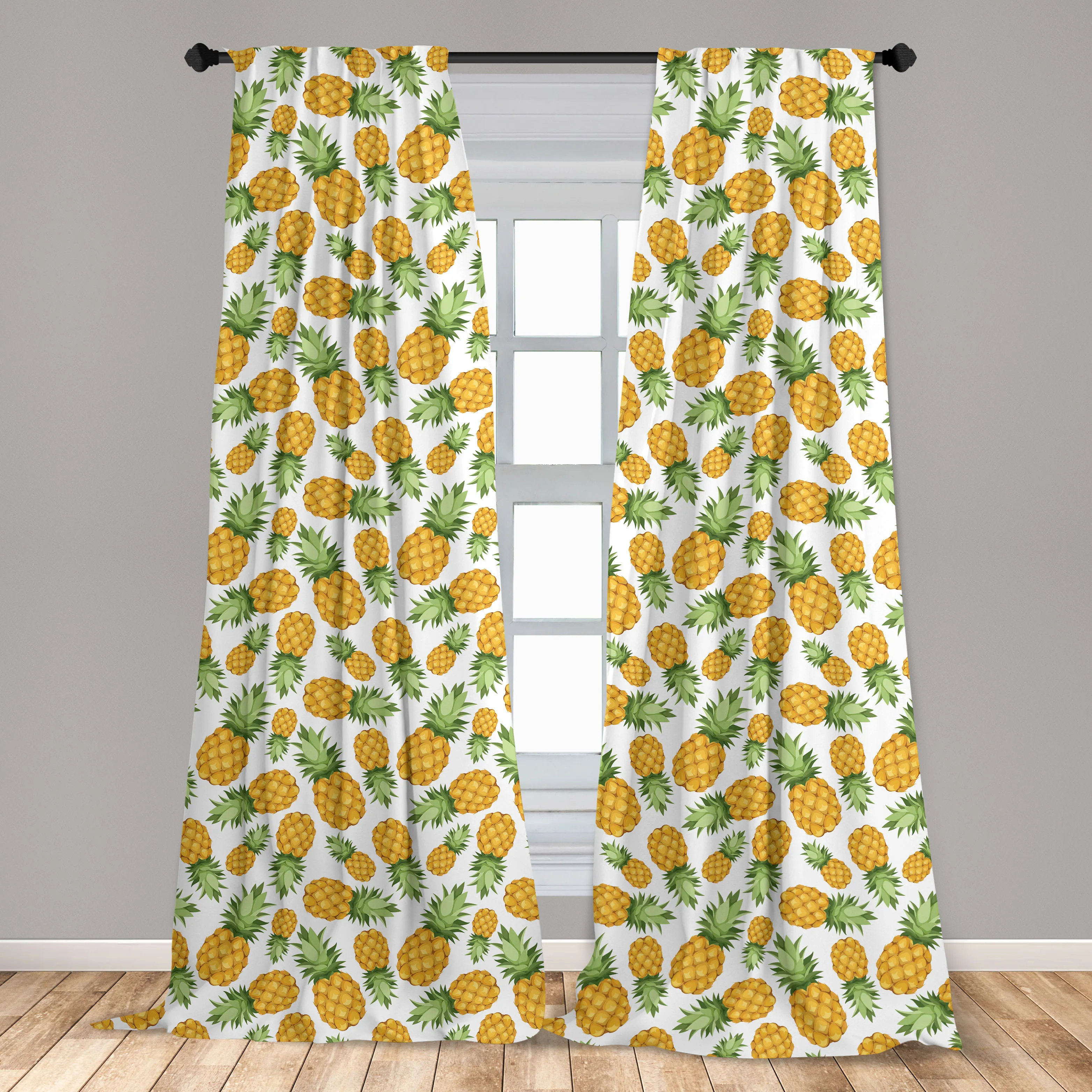 East Urban Home Pineapples Tropical Semi-Sheer Rod Pocket Curtain ...