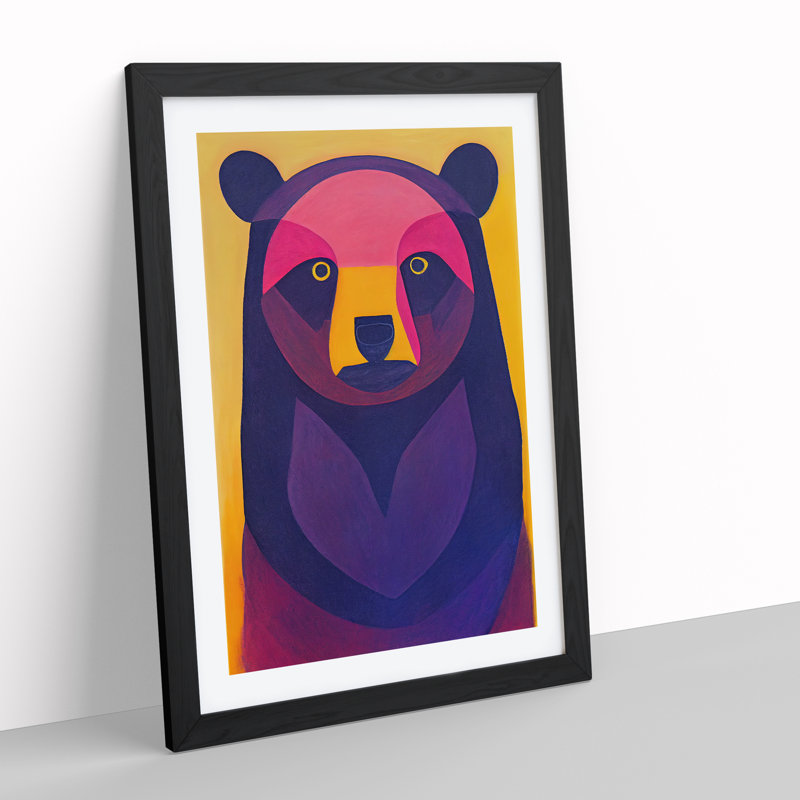 Eyes Of The Bear Abstract - Single Picture Frame Print, Black, 64cm H x 46cm W x 2cm D