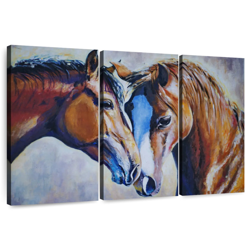 Two Affectionate Horses, 28" H x 45" W
