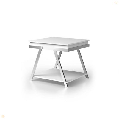 Table de bout blanche de style contemporain avec cadre à finition ultrabrillante et magnifique mobilier de salon