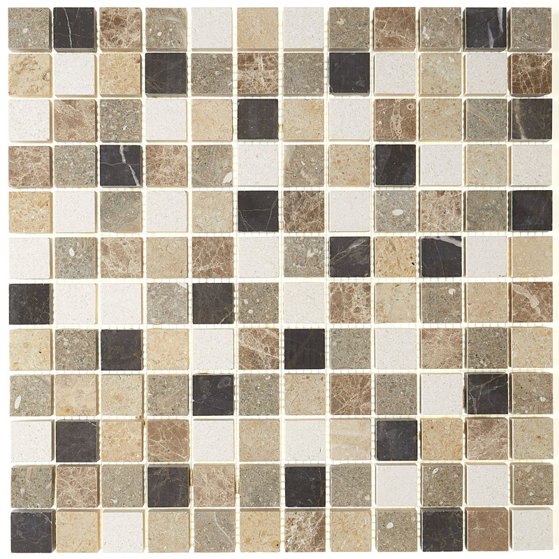 Marble Collection 1" x 1" Natural Stone Mosaic Accent Tile in Brenta Blend