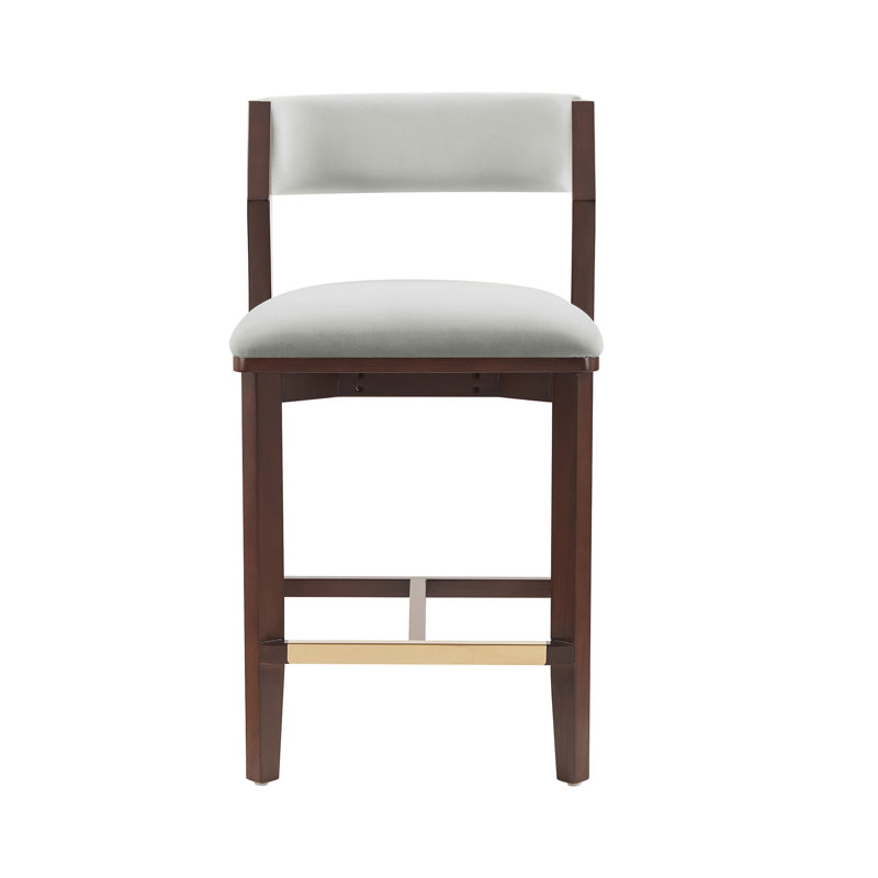Patricia Modern Velvet Upholstered Counter Stool with Beech Wood Frame in White Glacier, White Glacier