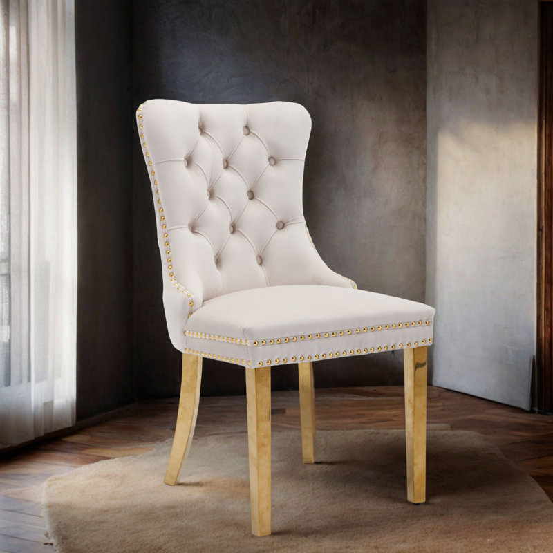 Gigee Dining Chair, Gold, Beige