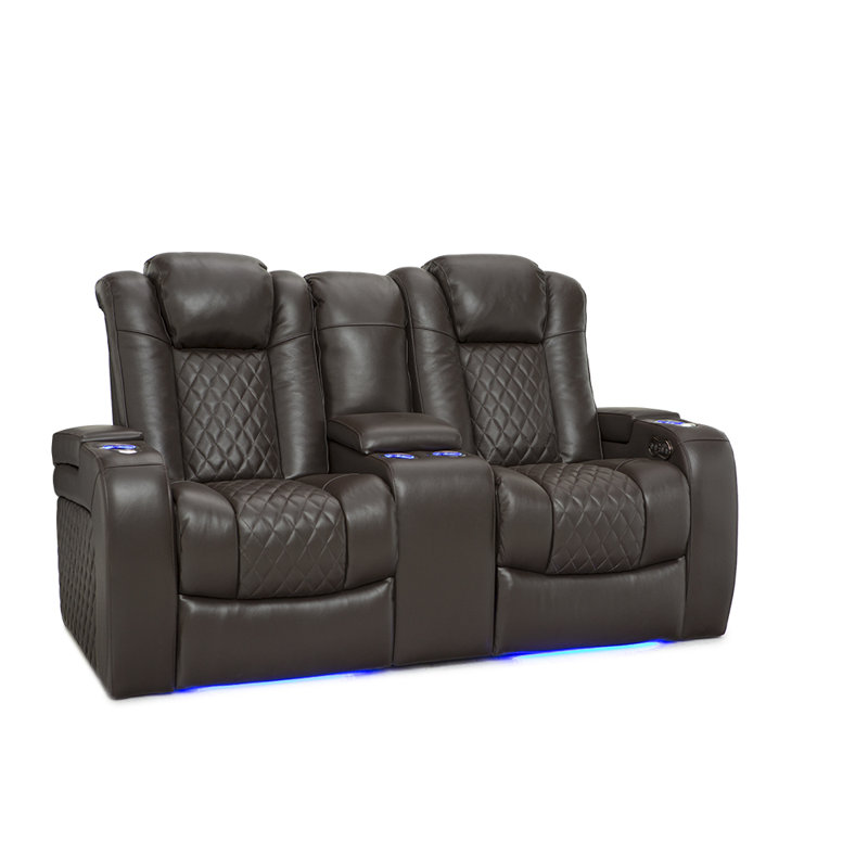 Causeuse de cinéma maison Asika, Cuir véritable brun