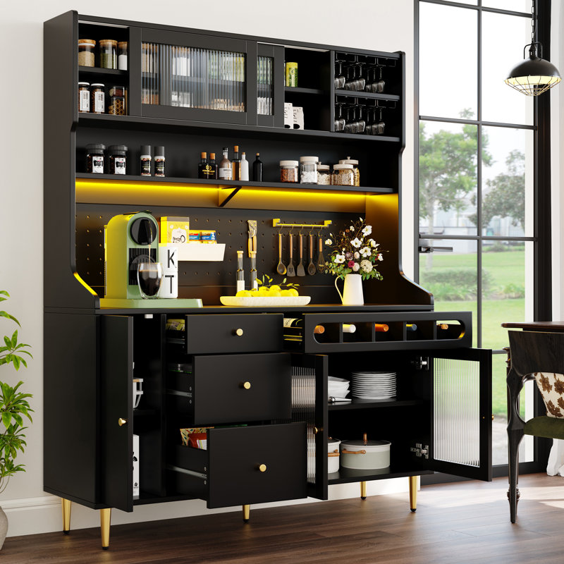 171cm Kitchen Pantry, Black