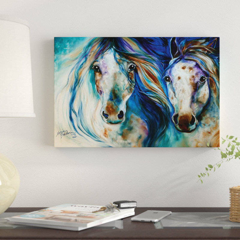 « 3 sauvages appaloosa à cheval », reproduction sur toile, H 8 po x l 12 po x P 0,75 po