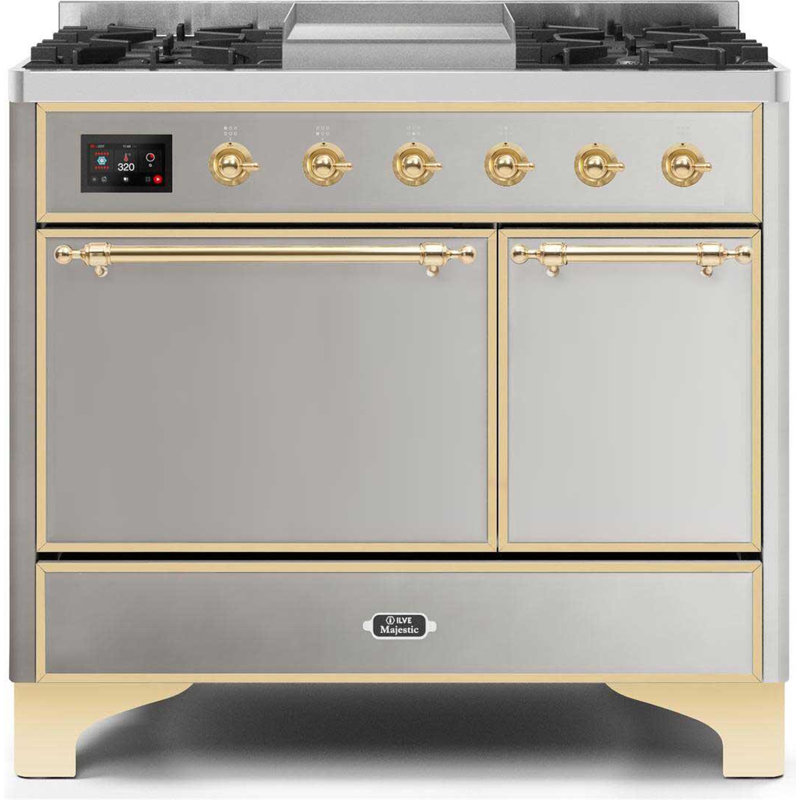 ILVE Majestic II 40 in Dual Fuel Range, Blue Gray/Chrome, Natural Gas