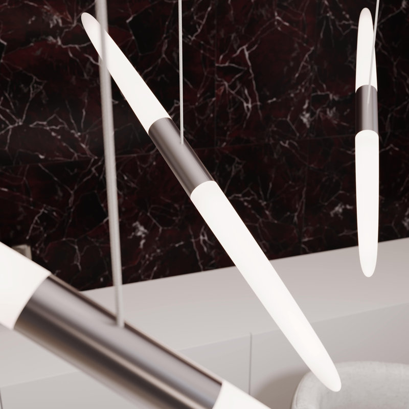 Ballet 9 - Light LED Chandelier, Bright Satin Aluminum