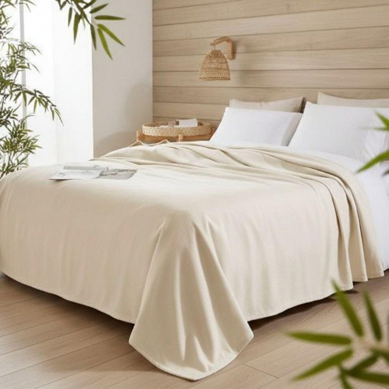 Couverture en rayonne 1 pièce, format King, couleur ivoire, 90" L x 90" W, Ivory