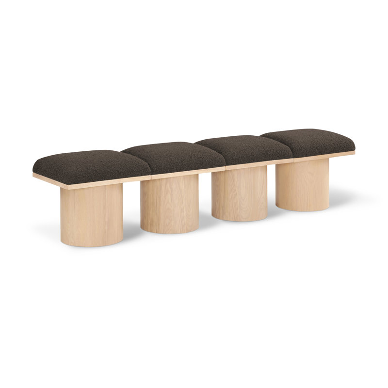 Horatia Boucle Upholstered Bench, Natural, Brown Boucle Fabric, 17.5" H x 72" W x 15.5" D