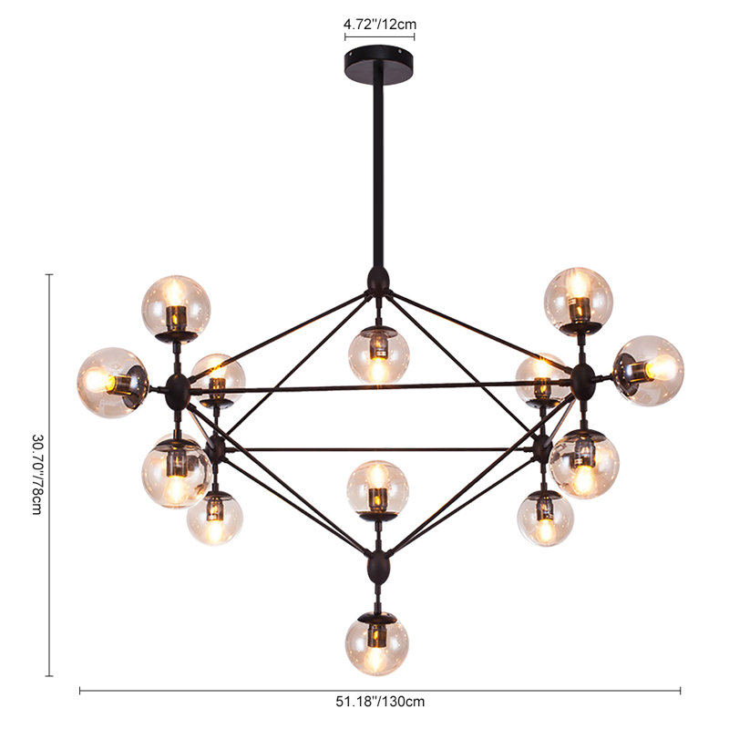 Modern 15-light Sputnik Geometric Glass Globe Chandelier