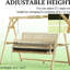 Balancelle d'extérieur en bois de sapin, assise ergonomique, coussin moelleux et plateaux latéraux pour la conversation, en bois naturel, design, stable