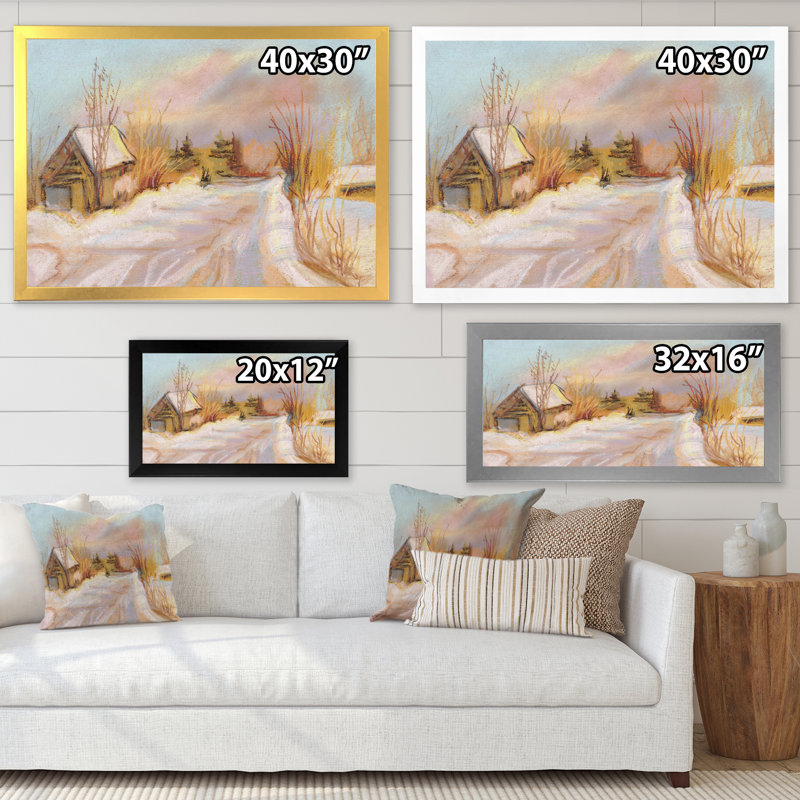 Cold Winter Winter Day - reproduction sur toile, H 16 po x l 32 po x P 1 po, Cadre photo argenté