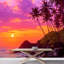 Tropical, coucher de soleil mauve, île, plage, nature, photographie, paysage rustique, papier peint nautique-93996826