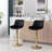 Chrome Footrest And Base Swivel Height Adjustable Mechanical Lifting Velvet + Golden Leg Simple Bar Stool,Set Of 2