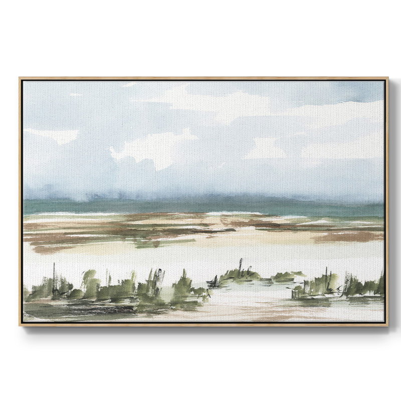 «Coastal Wetlands Watercolor II», toile encadrée de qualité supérieure - prête à être accrochée, H 25 po x l 37 po x P 2 po