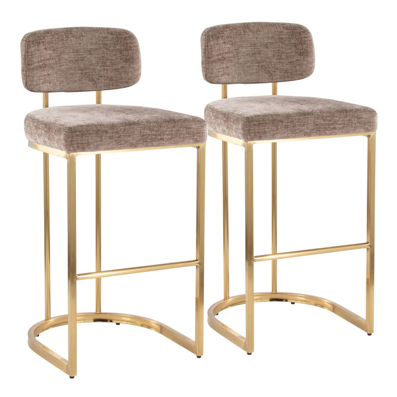 Tabourets de bar à hauteur fixe de 30 po Erma (ensemble de 2), Brun, Doré