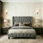Grand lit plateforme tapissier Modern