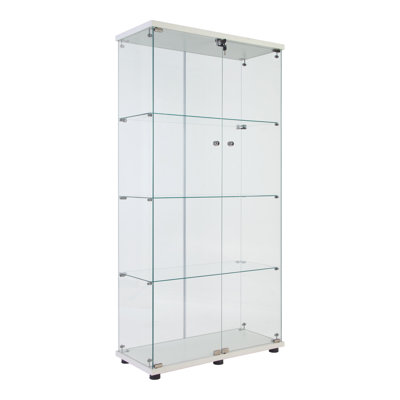Vitrine vitrée à deux portes avec 4 tablettes, blanc