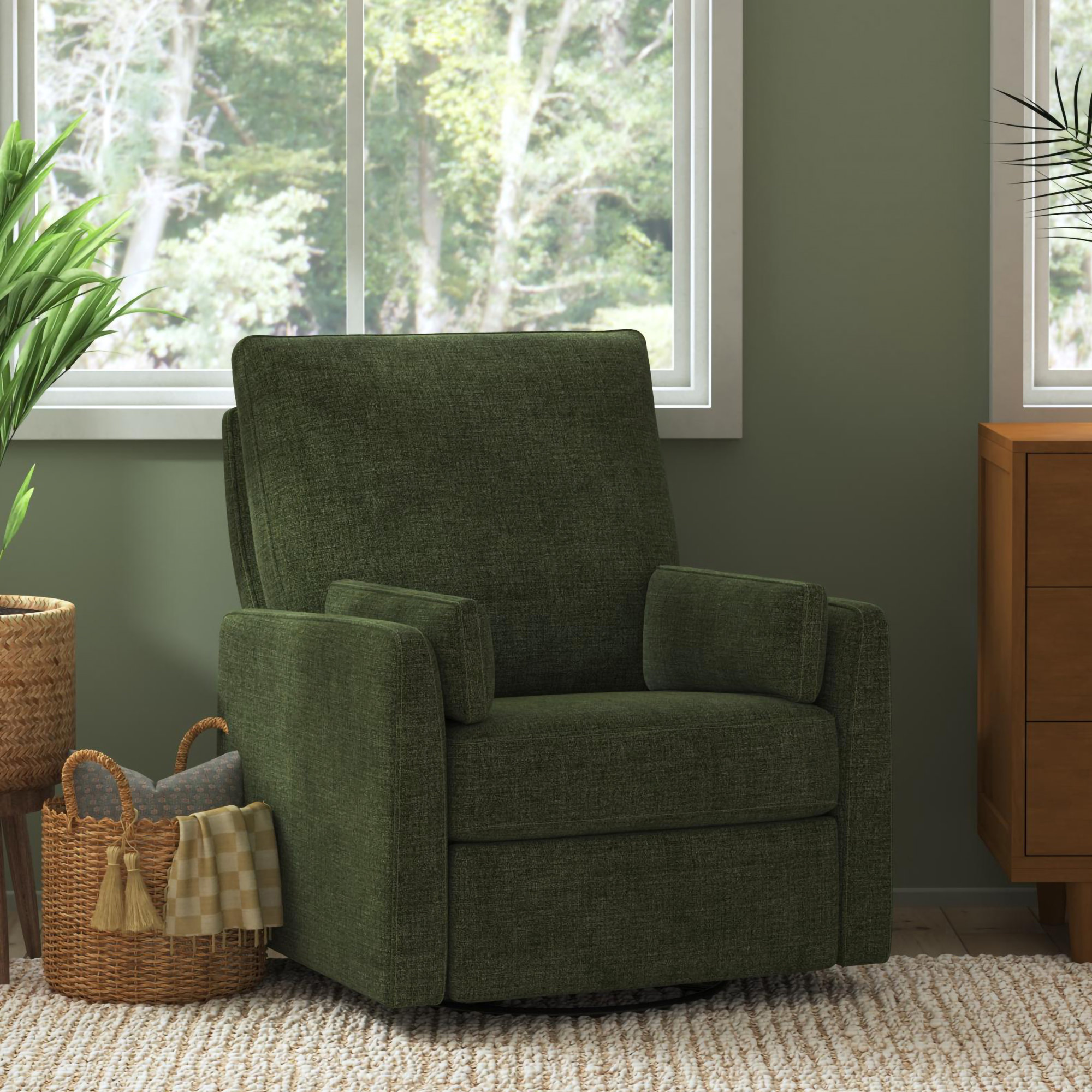 Ethan Swivel Recliner in Performance Fabric, Green
