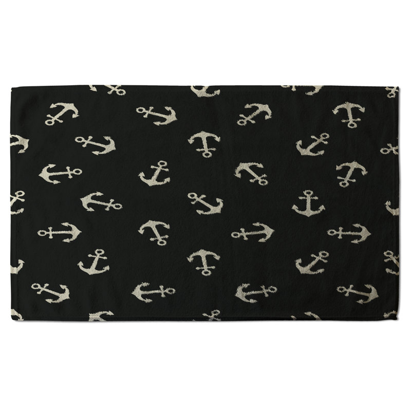 Cotton Waffle Tea Towel Kitchen Towel, Black