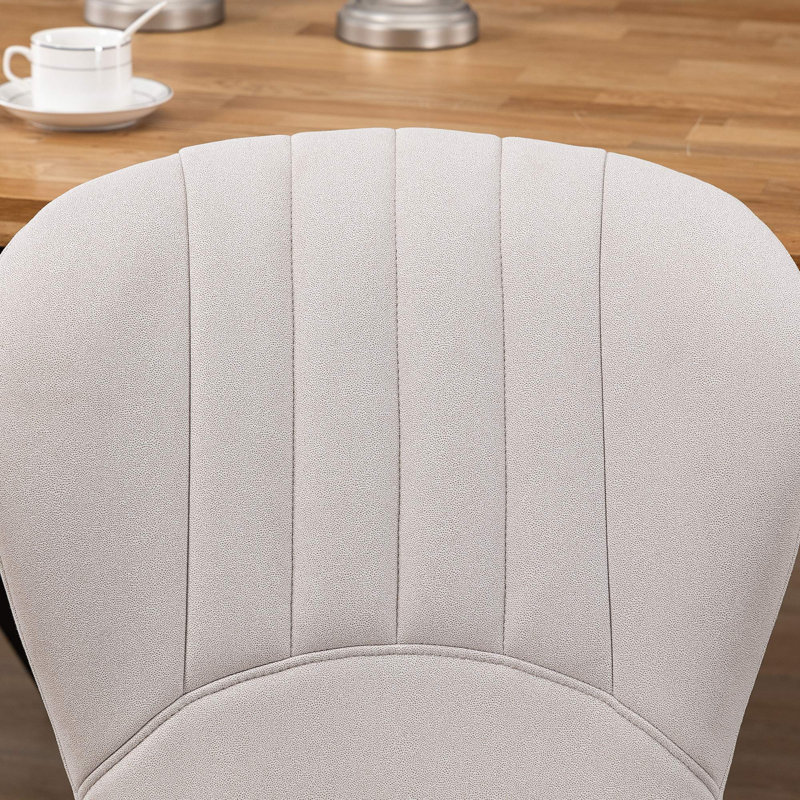 Ensemble de 2 chaises de salle à manger, chaise d'appoint moderne avec dossier rembourré, revêtement en lin pour la cuisine et le salon, blanc crème