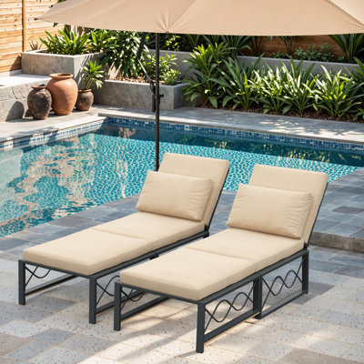 Outdoor Metal Chaise Lounge Chair