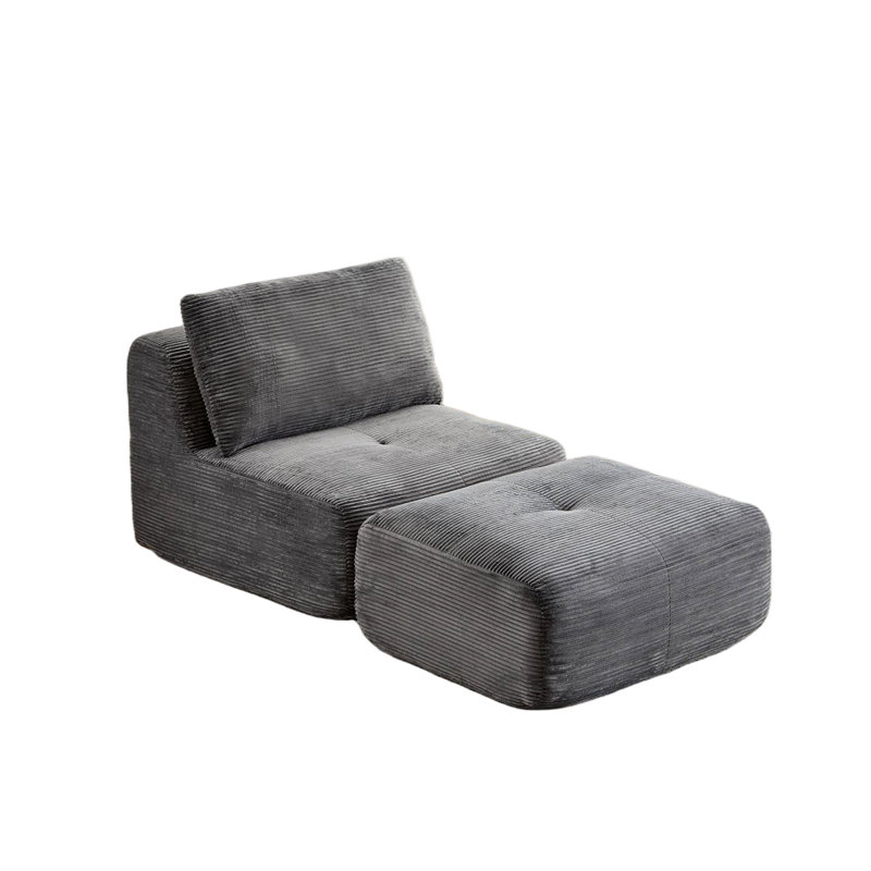 Canapé modulaire en mousse à mémoire de forme moderne, méridienne simple pour le salon, canapé modulaire Cloud pour animaux de compagnie, tissu en velours côtelé, repose-pieds mobile, aucun assemblage requis