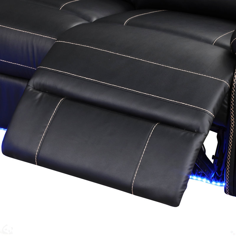 Canapé modulaire en cuir Iliza, H 38,98 po x l 102,36 po x P 87 po, Noir