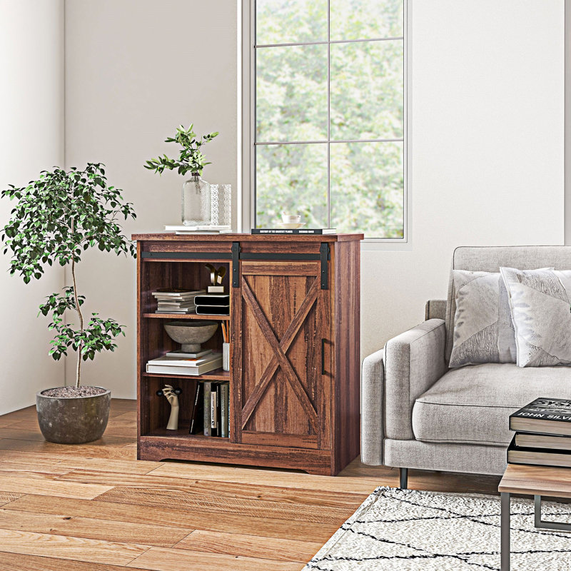 Buffet armoire café avec porte de grange coulissante